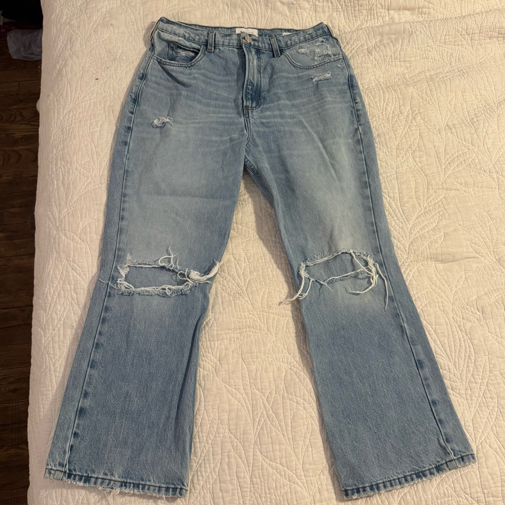 Frame Denim Light Blue Distressed Flare Jeans